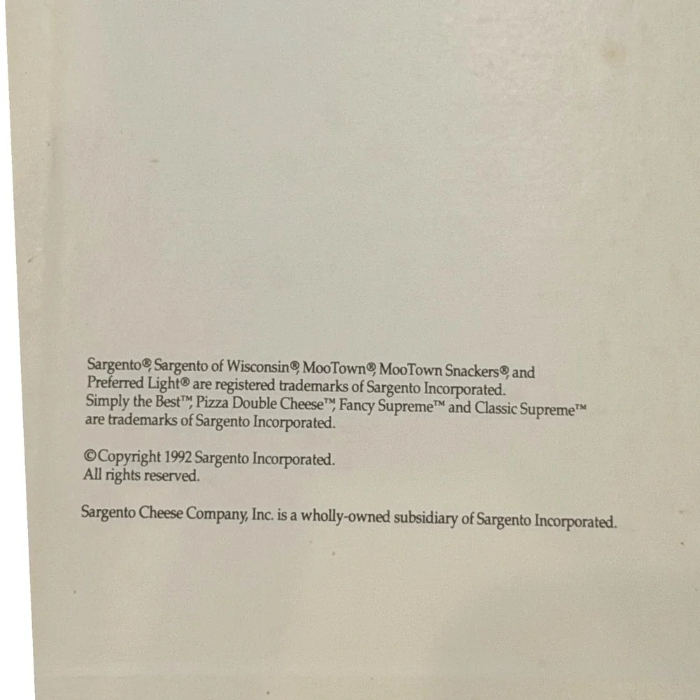 Sargento Simply The Best Cookbook 1992 Spiral Bound Cheese Recipes Vintage